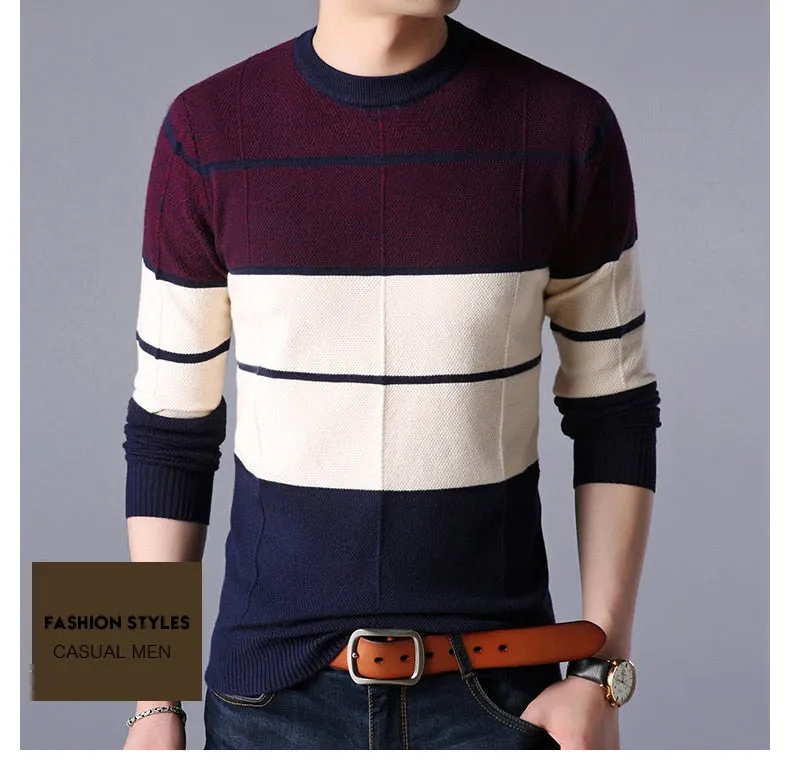 2020 Fashion Brand Sweater Men Pullover O-Neck Slim Fit