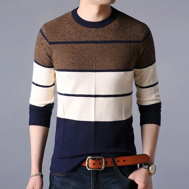 2020 Fashion Brand Sweater Men Pullover O-Neck Slim Fit