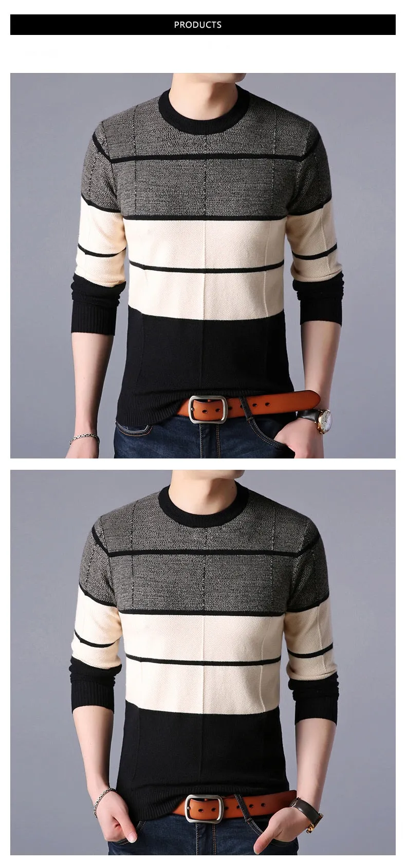 2020 Fashion Brand Sweater Men Pullover O-Neck Slim Fit