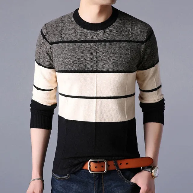 2020 Fashion Brand Sweater Men Pullover O-Neck Slim Fit