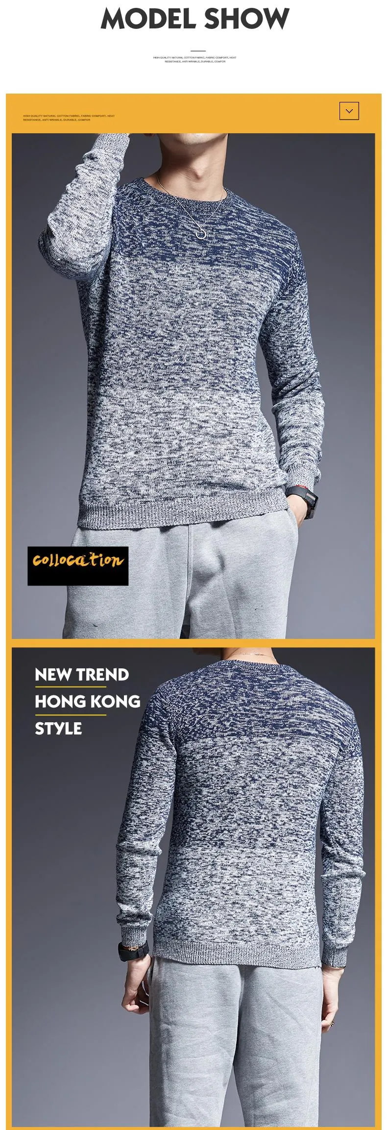 2020 New Fashion  Man Pullovers O-Neck Slim Fit