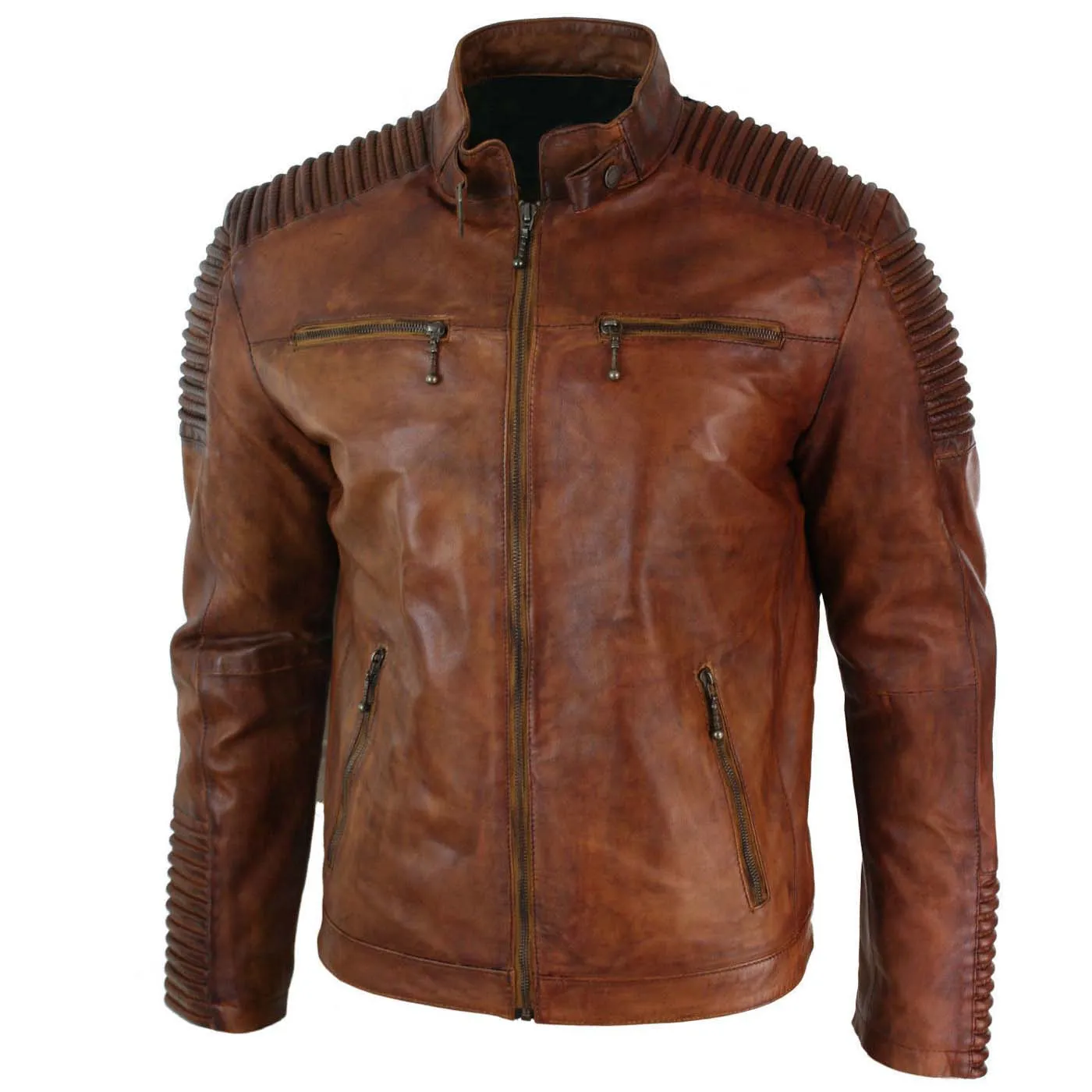 Astralix Brown Biker Leather Jacket