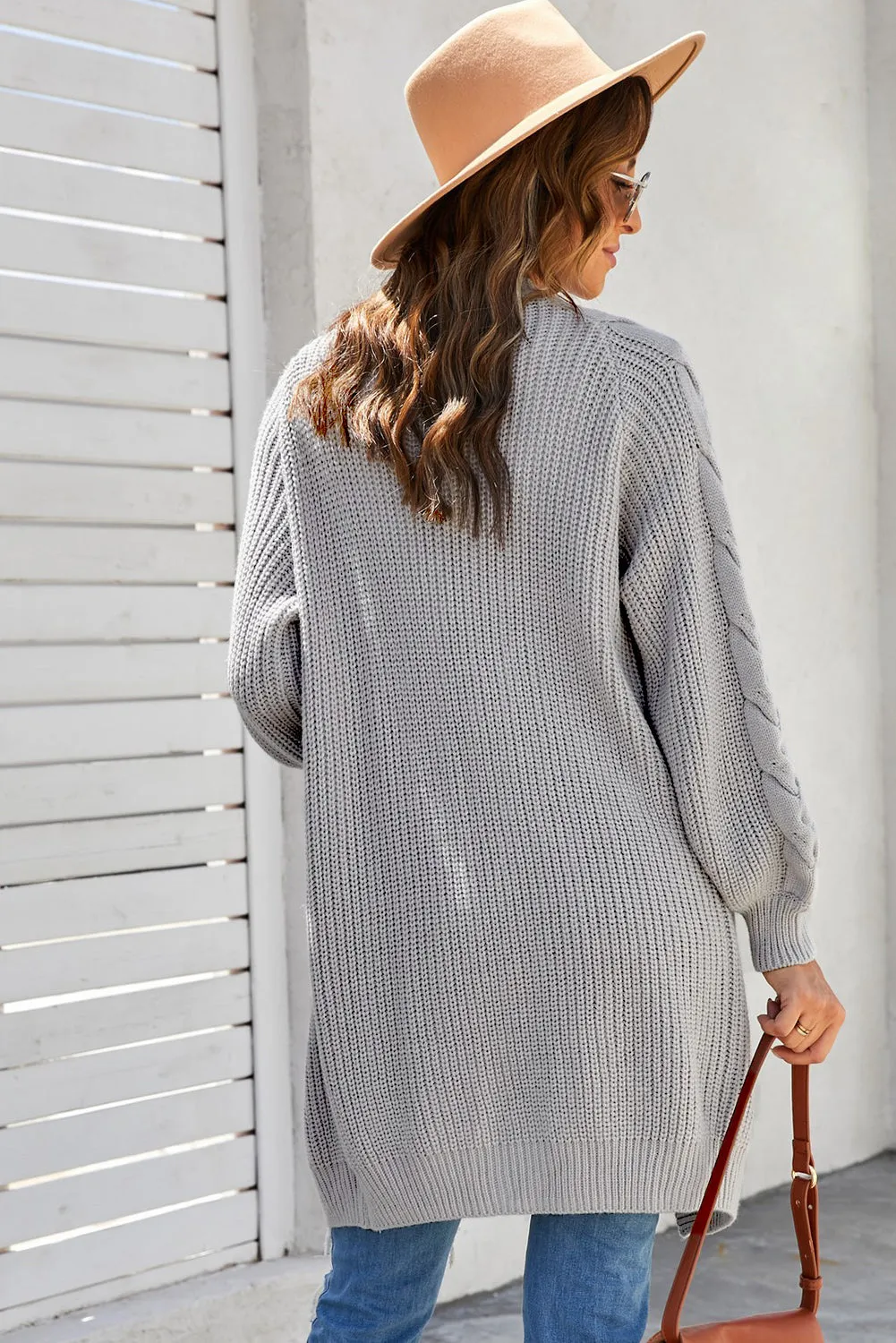 Cable Sleeve Long Cardigan