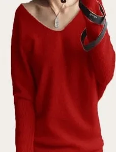 Cashmere sweaters sexy v-neck pullover loose wool