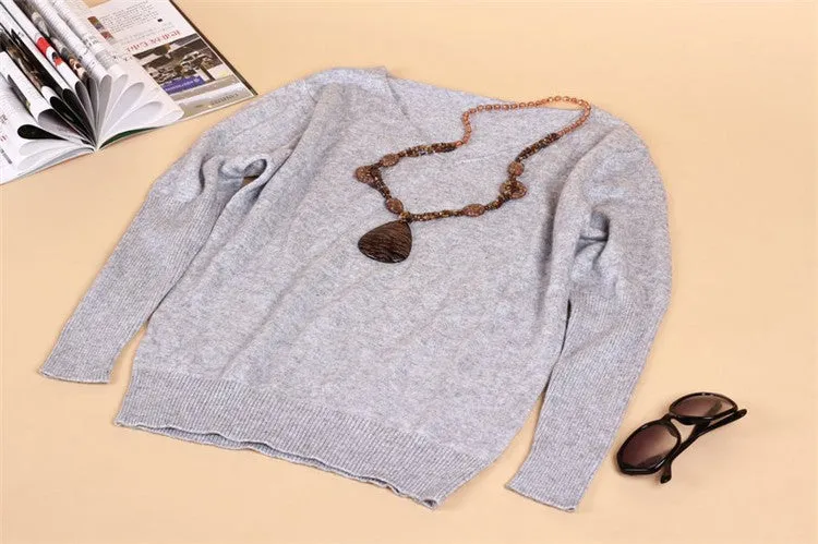 Cashmere sweaters sexy v-neck pullover loose wool