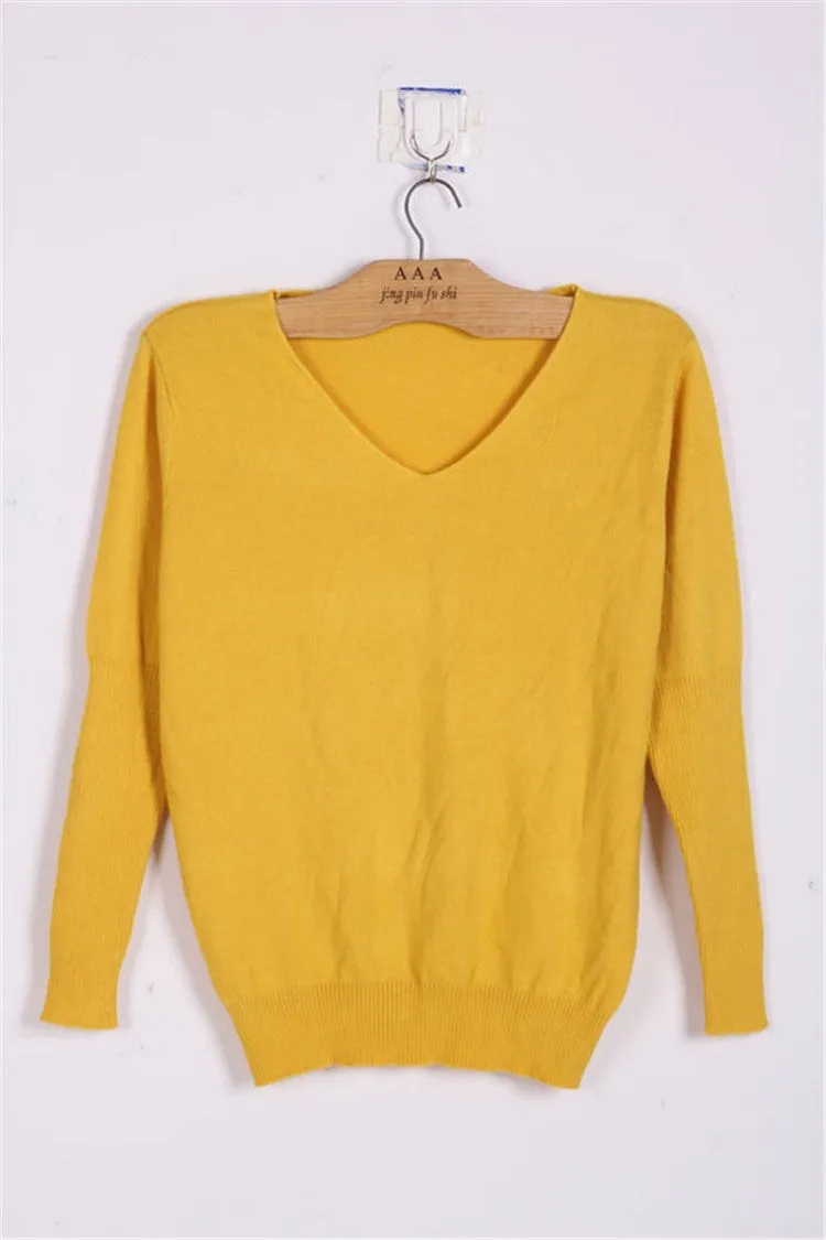 Cashmere sweaters sexy v-neck pullover loose wool