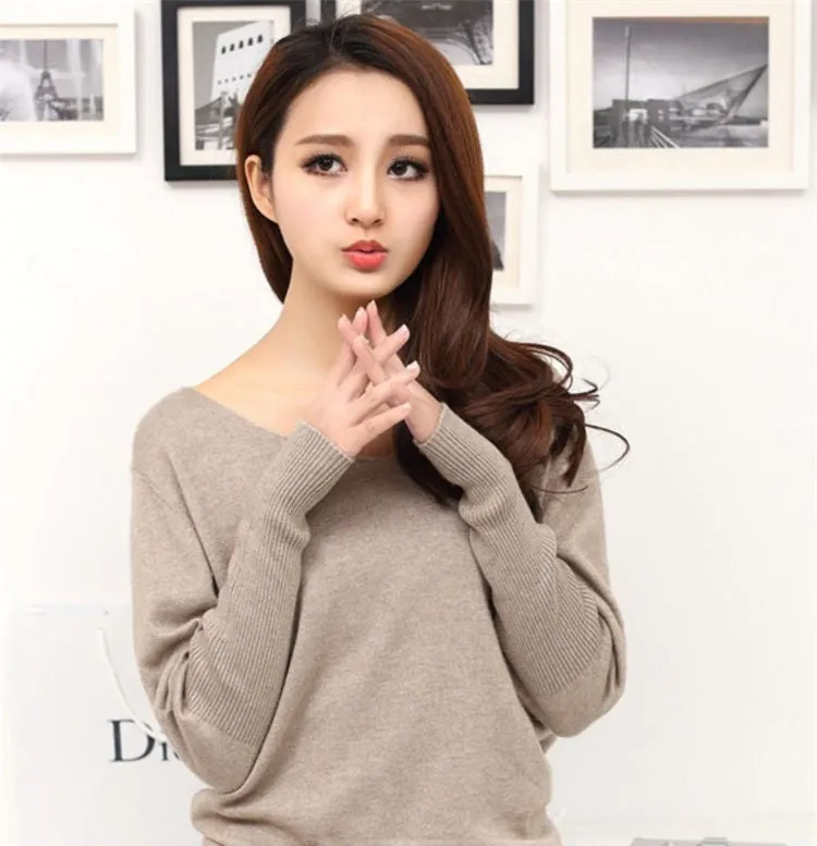 Cashmere sweaters sexy v-neck pullover loose wool