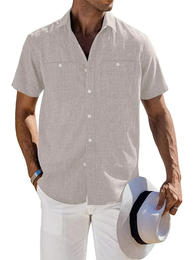 Casual Button Down Solid Linen Shirt (US Only)