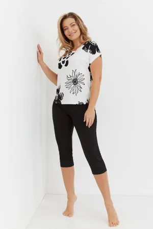 De Lafense patterned t-shirt and smooth pants womens pajamas