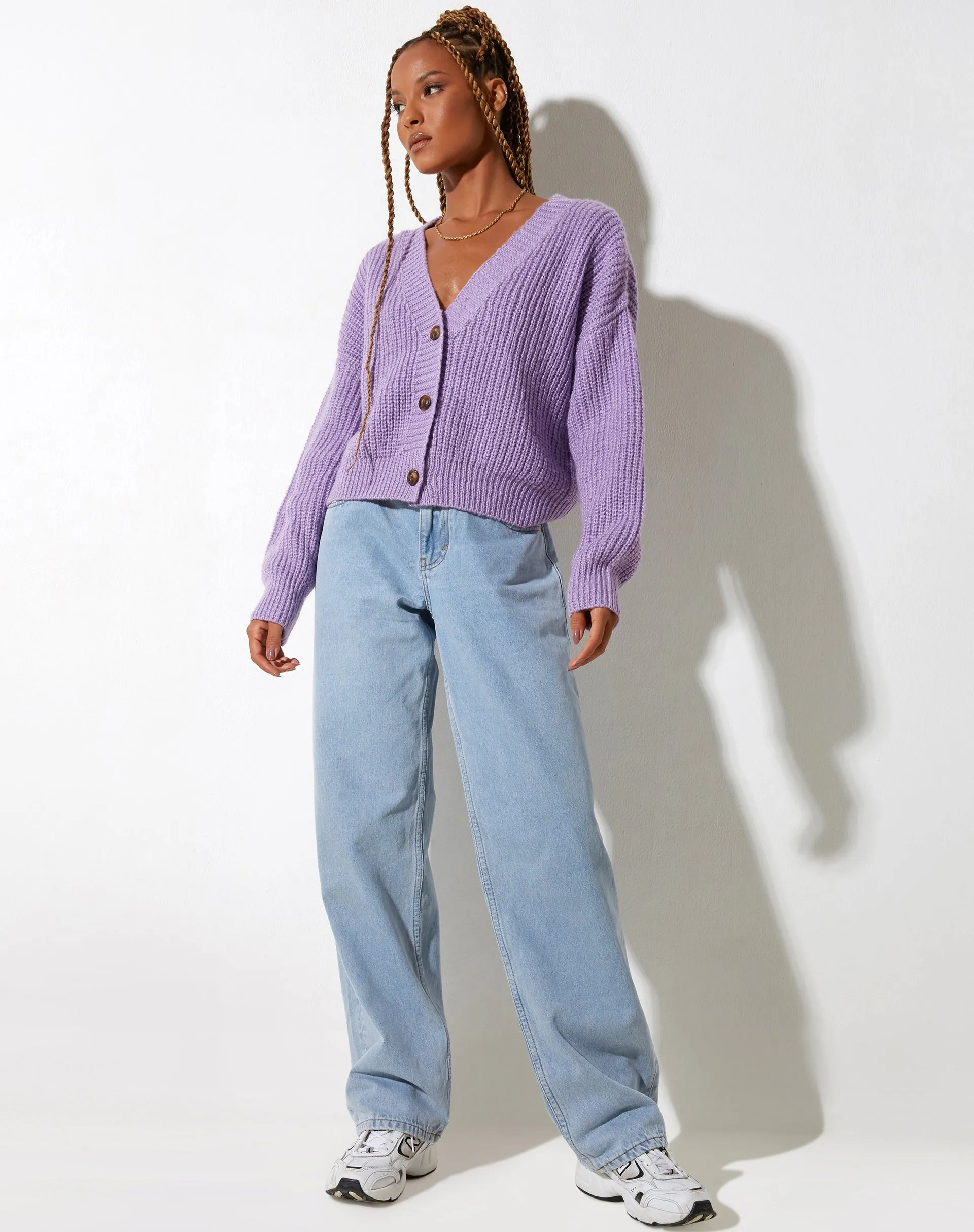 Faya Cardigan in Knit Purple