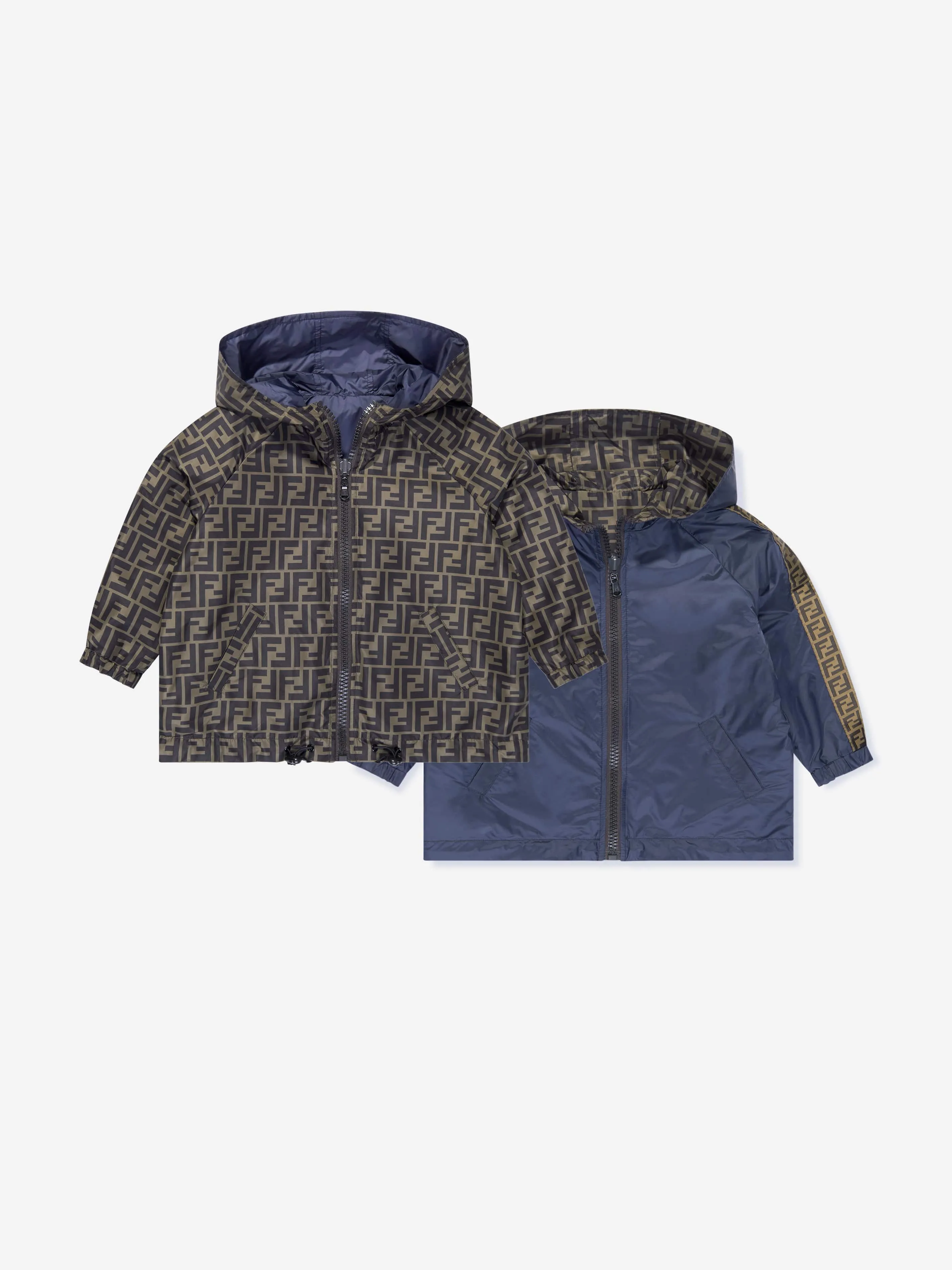 Fendi Kids Reversible K-Way Jacket in Blue