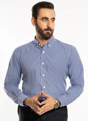 Formal Shirt - Supernova Silver Dark Blue Mini Checks