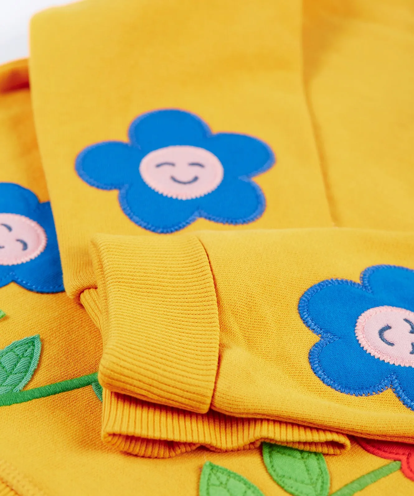 Frugi Easy On Jumper - Gold/Smiley Flowers