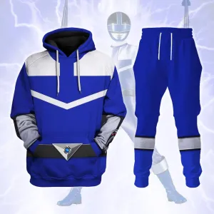 Gearhomie Power Rangers Time Force (2001) Blue Hoodies Sweatshirt T-shirt Hawaiian Tracksuit