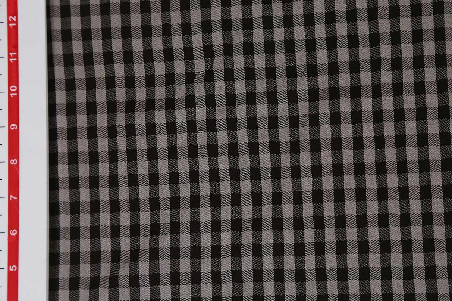 Gray & Black Checks Cotton Herringbone Yarn Dyed Fabric