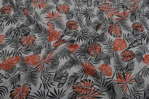 Gray & Orange Floral Viscose Modal Fabric