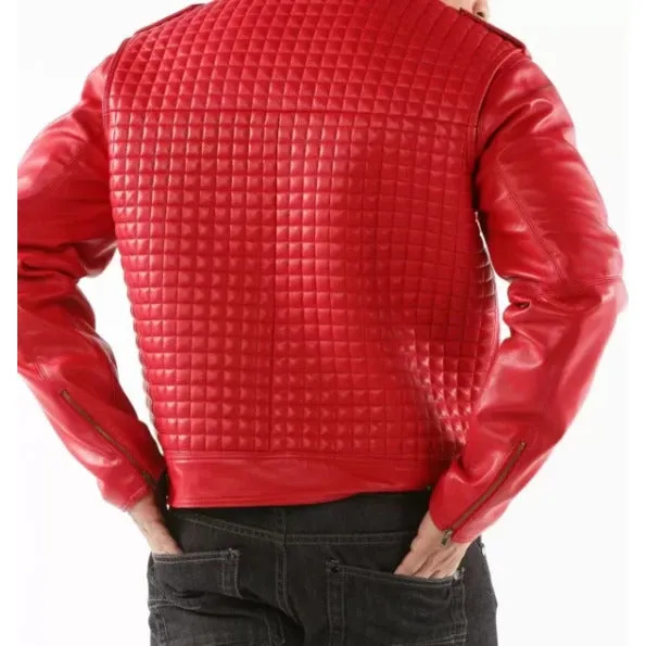 Halira Red Quilted Leather Jacket