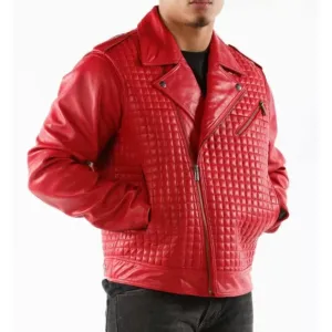 Halira Red Quilted Leather Jacket