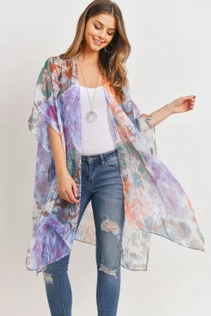 Hdf3175 - Abstract Print Open Front Kimono