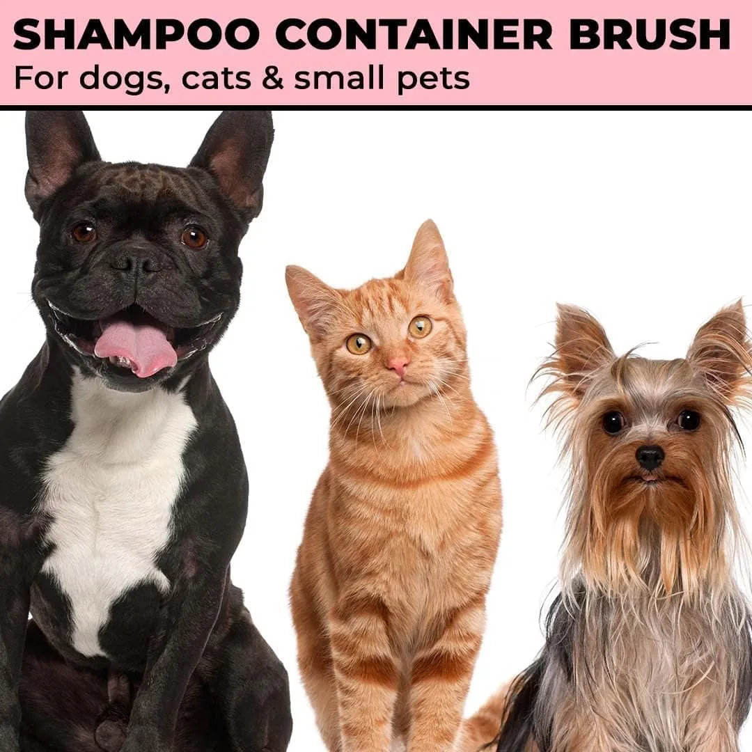 Homestic Pack of 2 Dog Brush With Shampoo Container|Cat & Dog Bath Brush For Bathing|Exfoliating|Scrubbing|Massaging & Relaxing|Soft Silicone|Suitable For All Pets|PT230R|Red