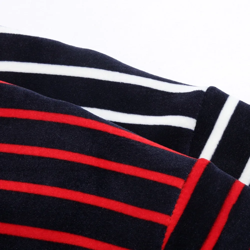 Horizontal Line Two-Tone Casual Knitted Sweater