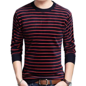 Horizontal Line Two-Tone Casual Knitted Sweater