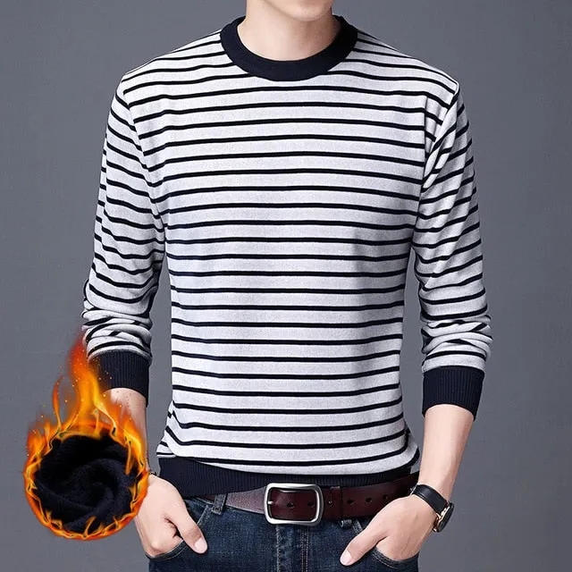 Horizontal Line Two-Tone Casual Knitted Sweater