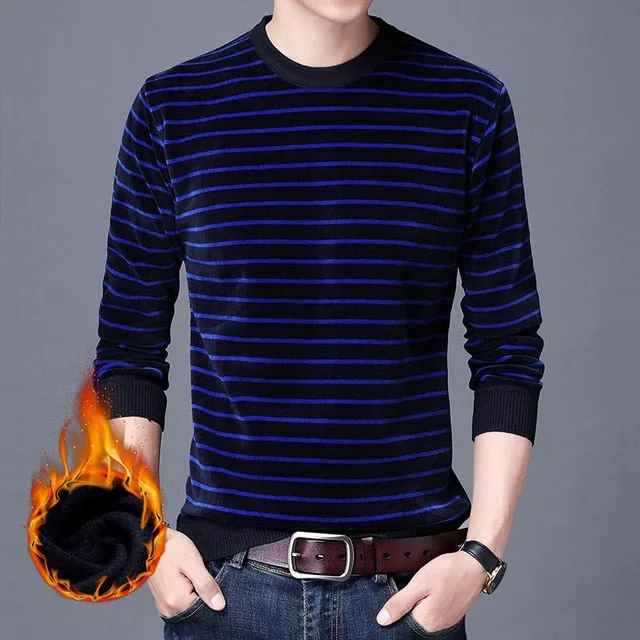 Horizontal Line Two-Tone Casual Knitted Sweater