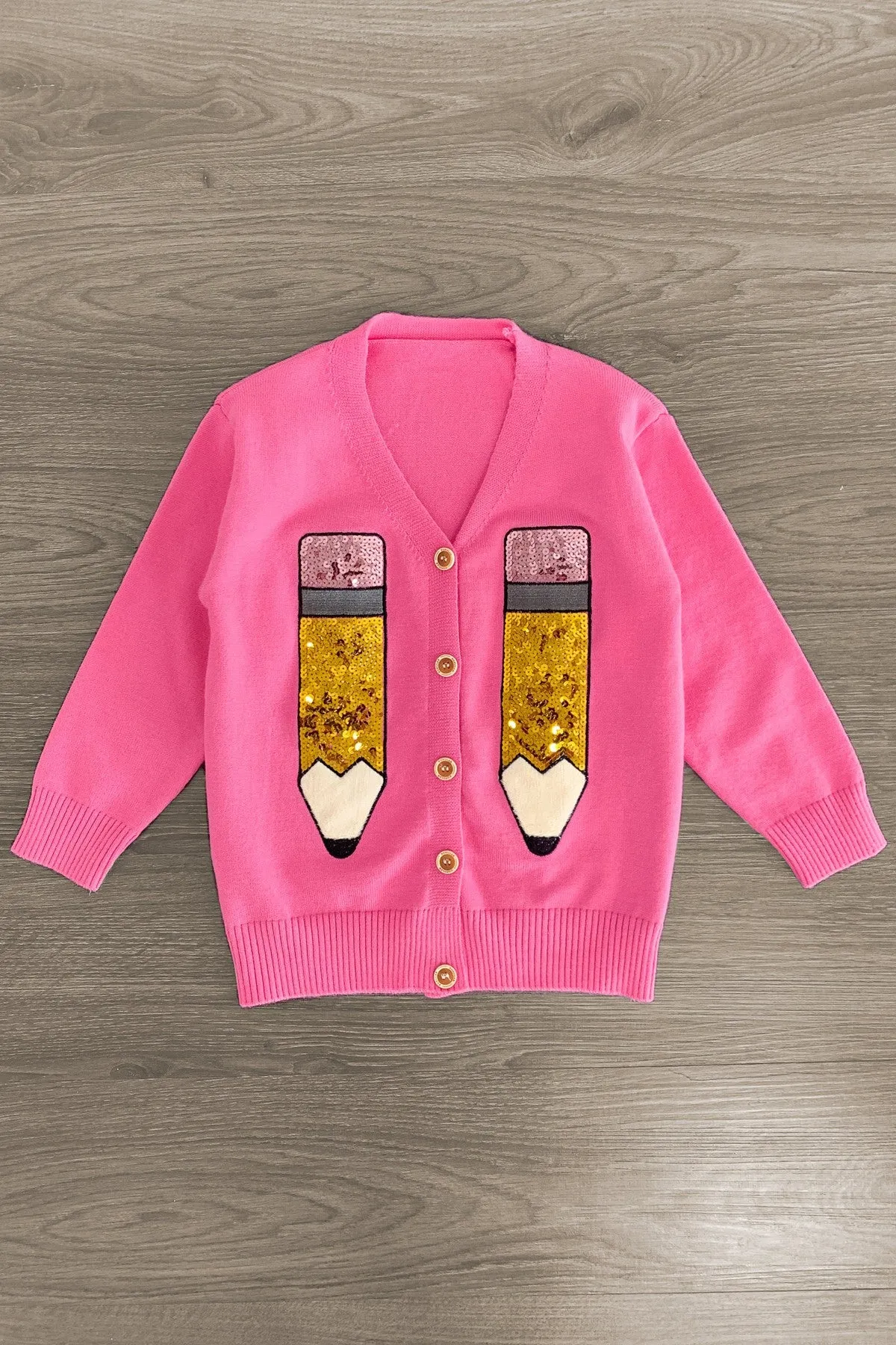 Hot Pink Sequin Pencil Cardigan