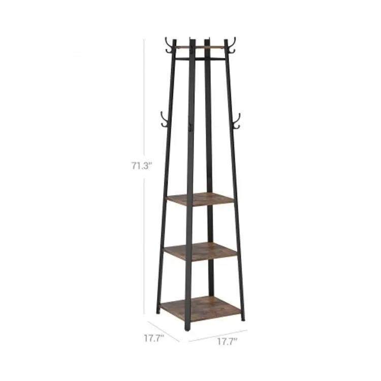 Industrial Coat Rack/Stand with Hooks | VASAGLE 3-Shelf