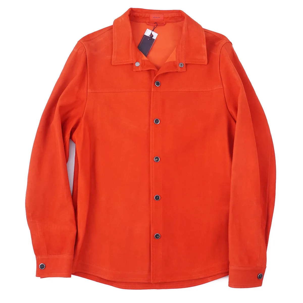 Isaia Lamb Suede Leather Overshirt Jacket