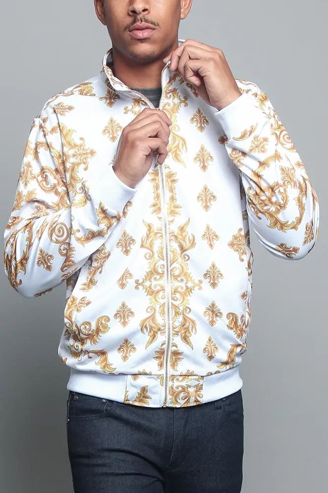 Jeweled Lion King Zip Up Track Jacket