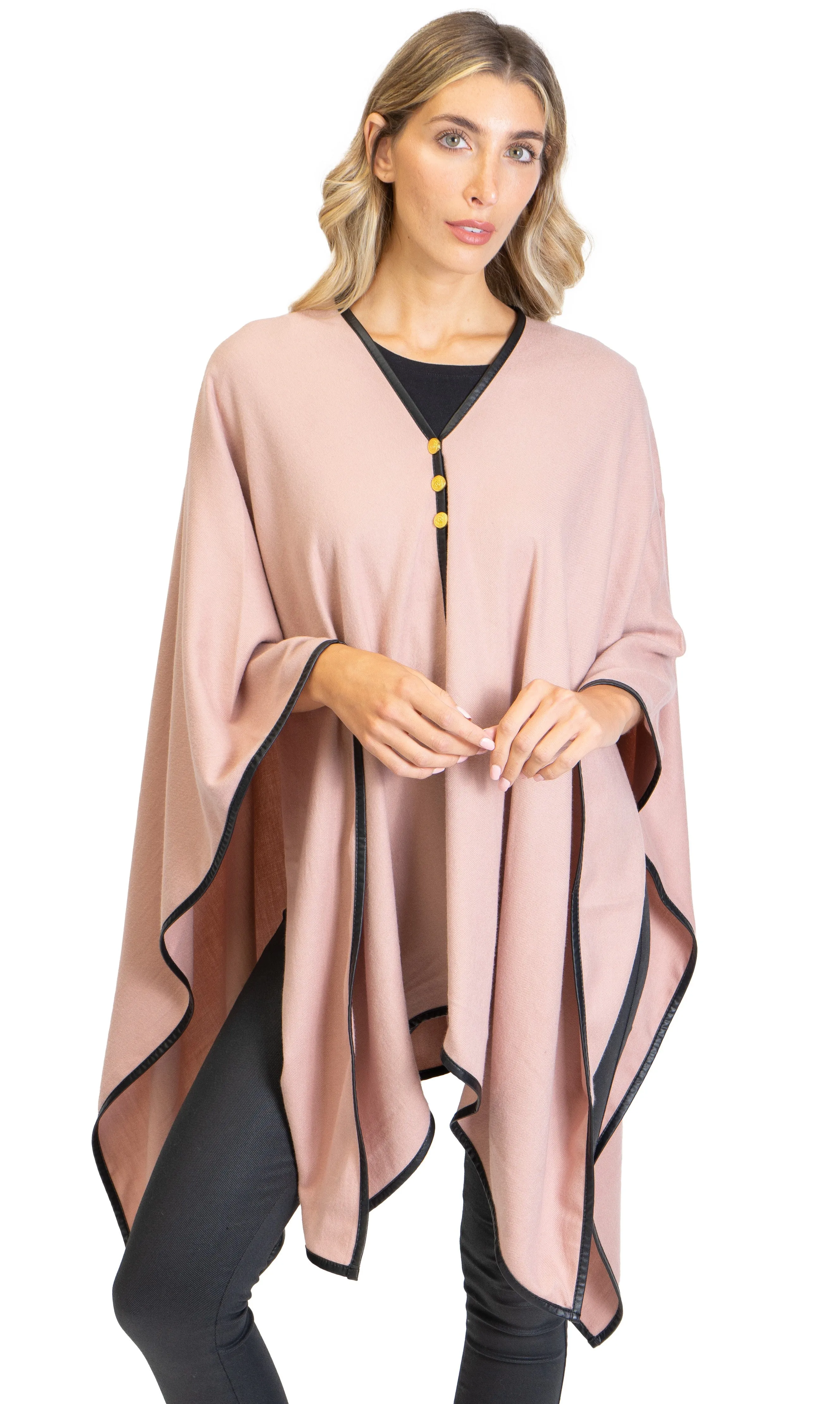 Jones New York Novelty Button Convertible Wrap Poncho (JNP310S-BSH )