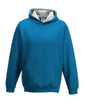 Kids varsity hoodie | Sapphire Blue/Heather Grey