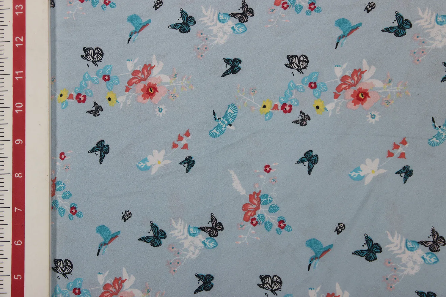 Light Blue Printed Summer Cool Georgette Fabric