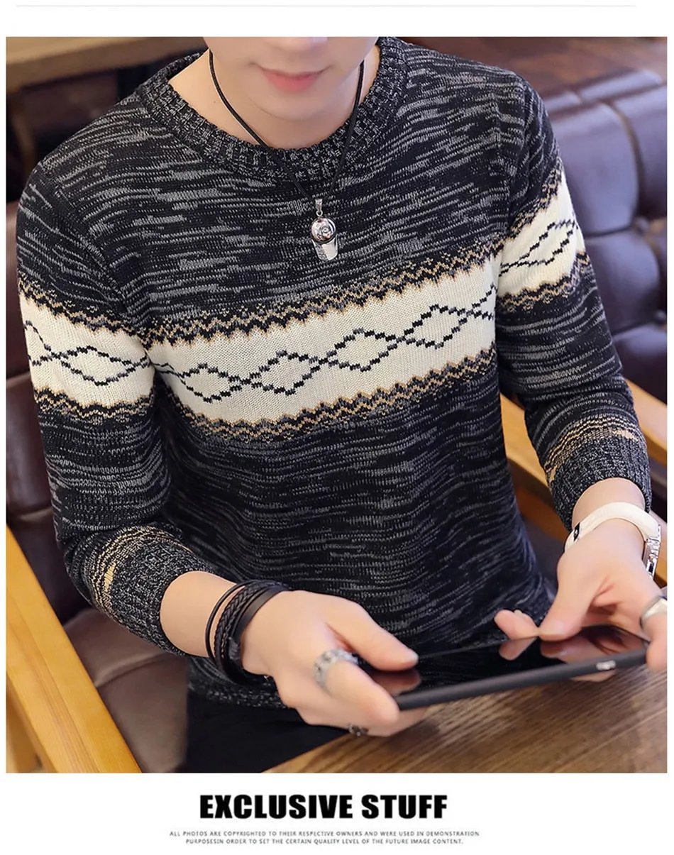 Men Long Sleeve Knitted Sweater Pullovers Coat