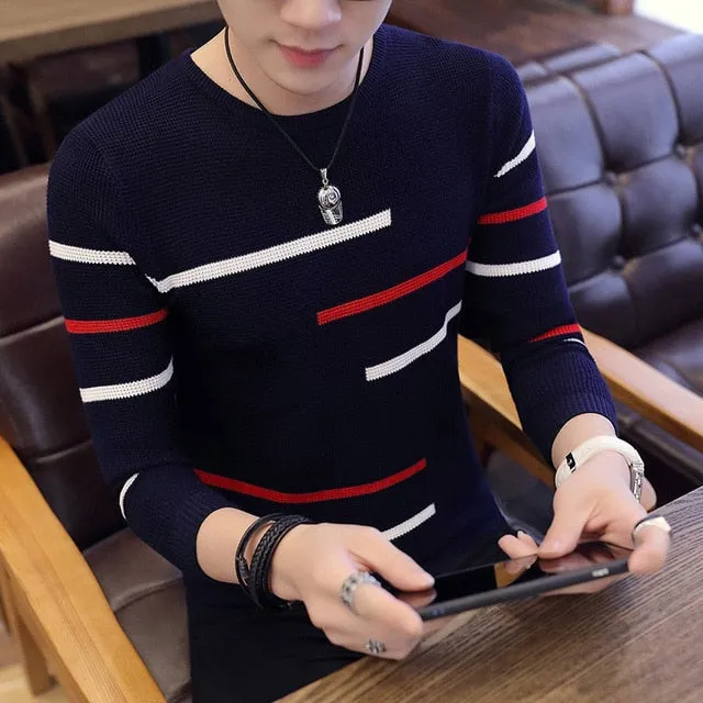 Men Long Sleeve Knitted Sweater Pullovers Coat