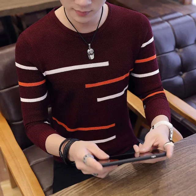 Men Long Sleeve Knitted Sweater Pullovers Coat