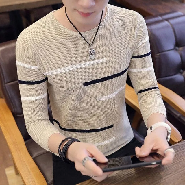 Men Long Sleeve Knitted Sweater Pullovers Coat