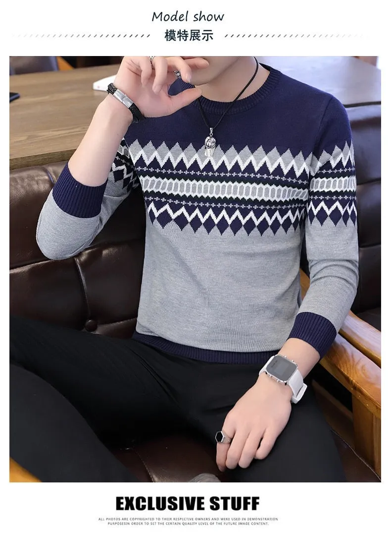 Men Long Sleeve Knitted Sweater Pullovers Coat