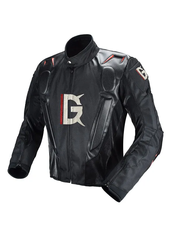 Men’s Black Motorcycle Riding Jacket with Free Removable Armor – Stylish & Protective