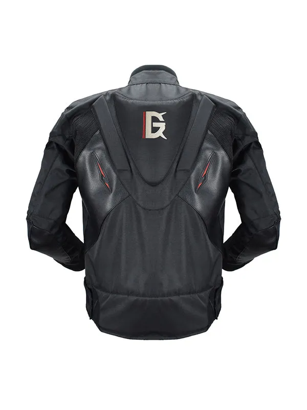 Men’s Black Motorcycle Riding Jacket with Free Removable Armor – Stylish & Protective