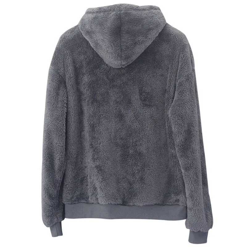 Men's Plush Double-sided Velvet Hooded Sweatshirt with Pockets