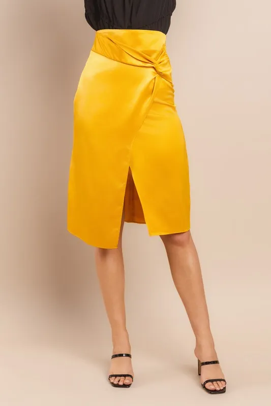 Mustard Warp Midi Skirt