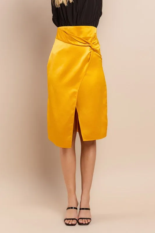 Mustard Warp Midi Skirt