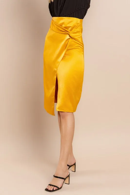 Mustard Warp Midi Skirt