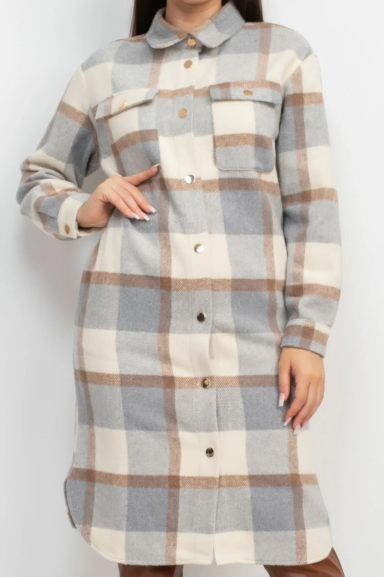 Plaid Buttoned Shacket Coat | 3 COLORS