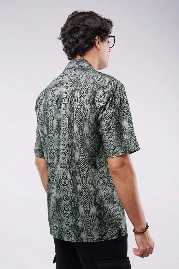 Python Printed Cuban Shirt - Green