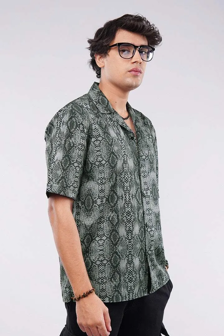 Python Printed Cuban Shirt - Green