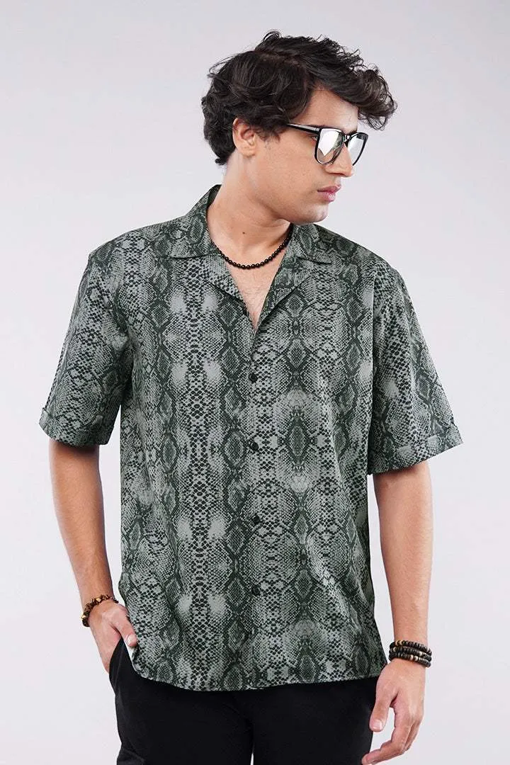 Python Printed Cuban Shirt - Green